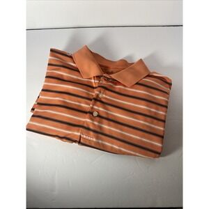 PGA Tour Golf Polo Men's XL Orange Stripe Short Sleeve Shirt I1